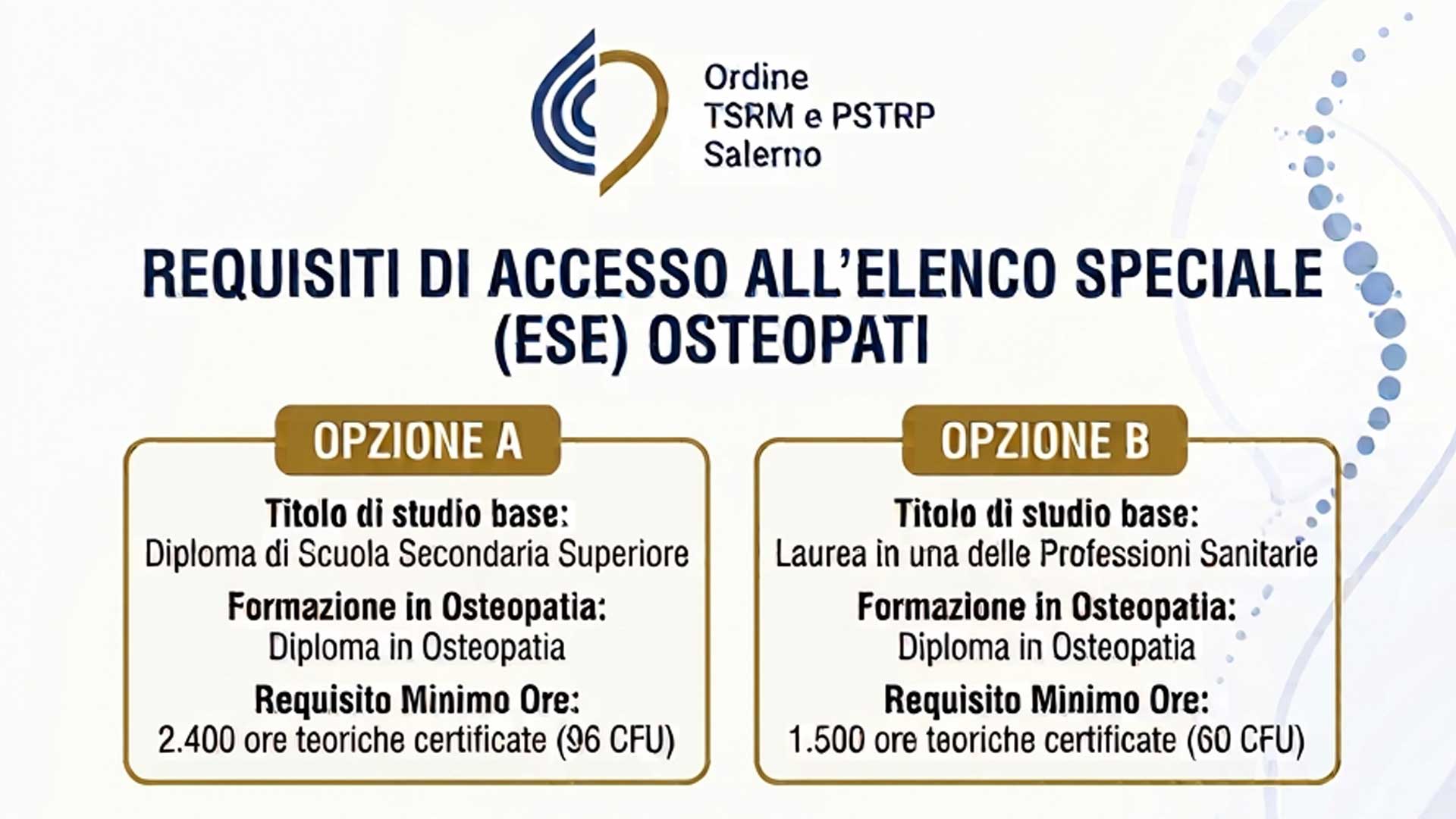 Iscrizione agli ESE della professione sanitaria di Osteopata – elenco documenti e video tutorial