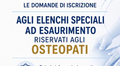 Osteopati: dal 14 settembre 2026 al via le iscrizioni agli Elenchi speciali ad esaurimento